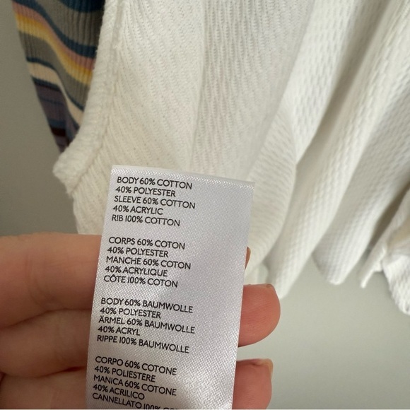 Free People Rainbow Dreams Pullover Knit balloon sleeve Top white size small - Picture 6 of 7